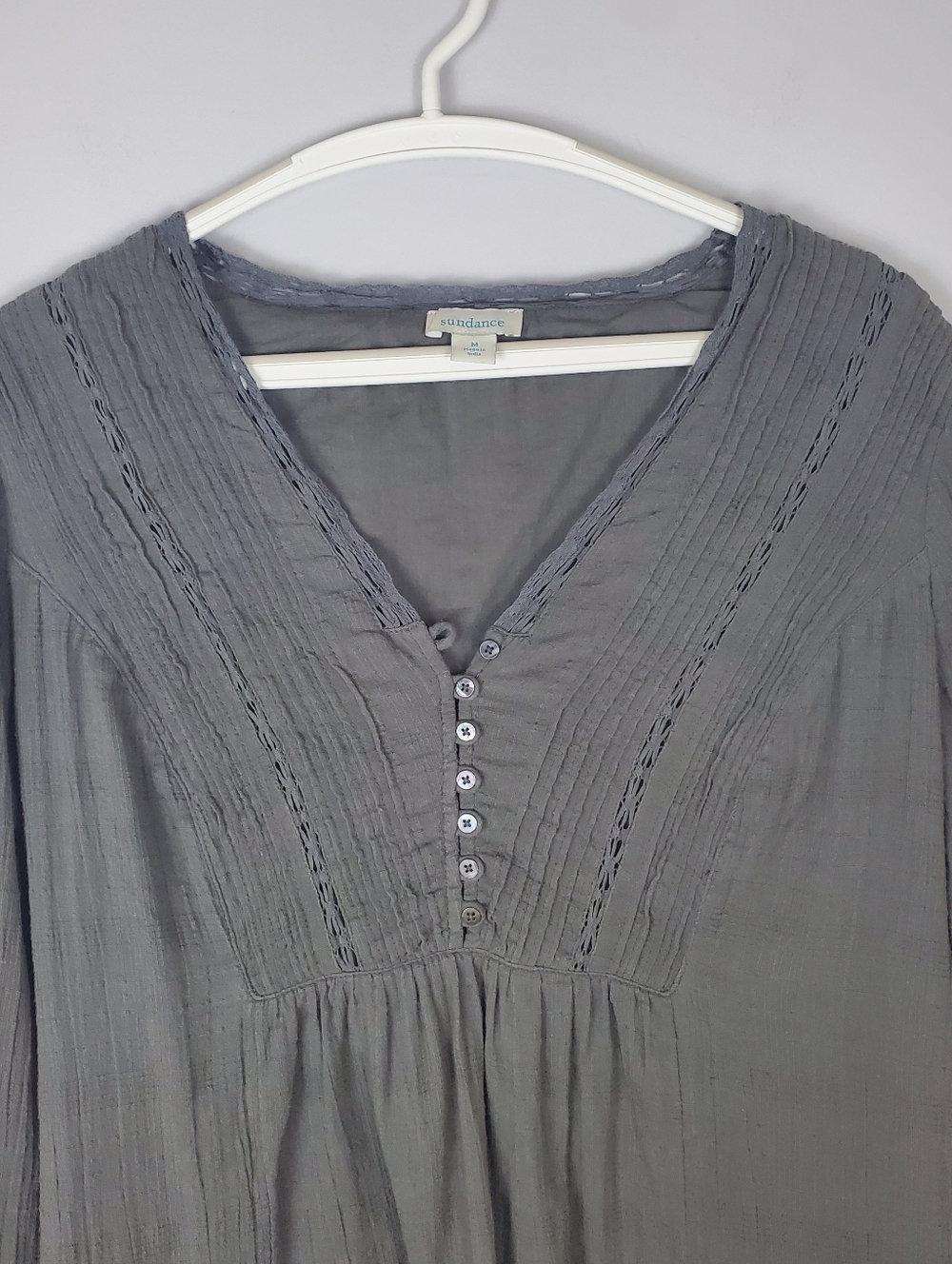 Sundance Grey Button-Front Tunic Dress Size Medium - Picture 4 of 15